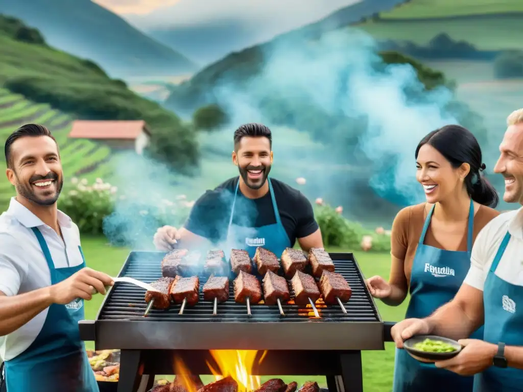 Equipo unido en un asado uruguayo, fortaleciendo la conexión y colaboración