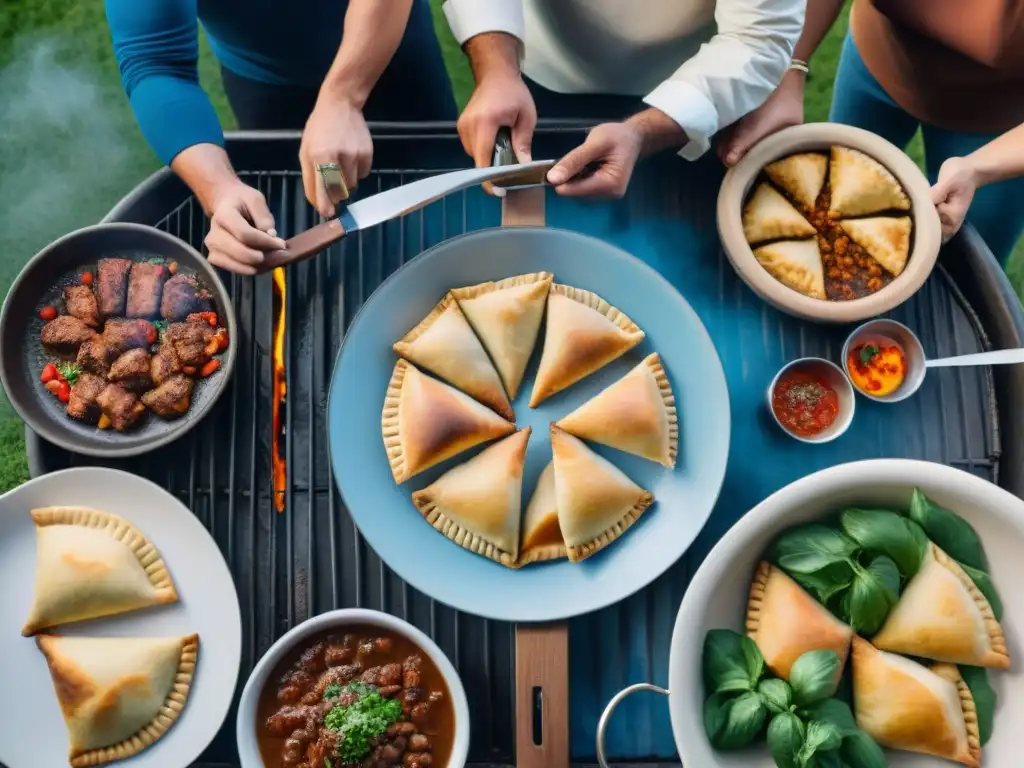 Escena de asado tradicional argentino con receta empanadas asador tradicional