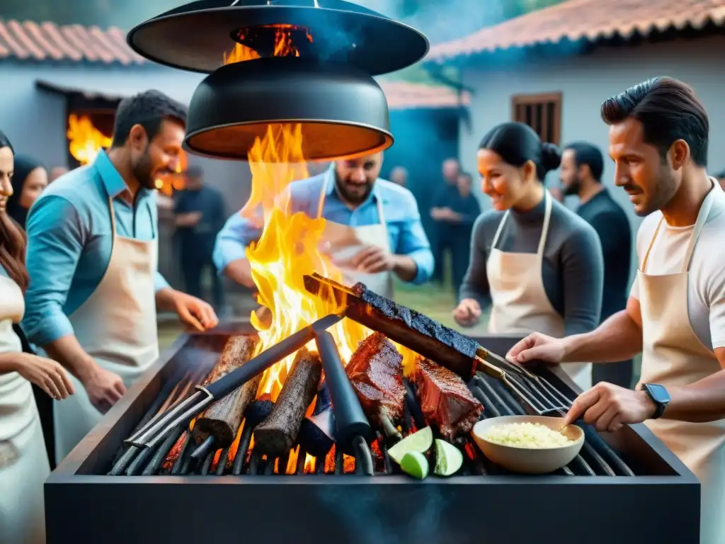 Una escena de asado uruguayo tradicional con un toque moderno: la transformación tecnológica en la cultura del asado uruguayo