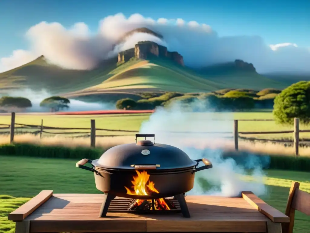 Una escena asombrosa de una estancia uruguaya tradicional con un asado de lujo