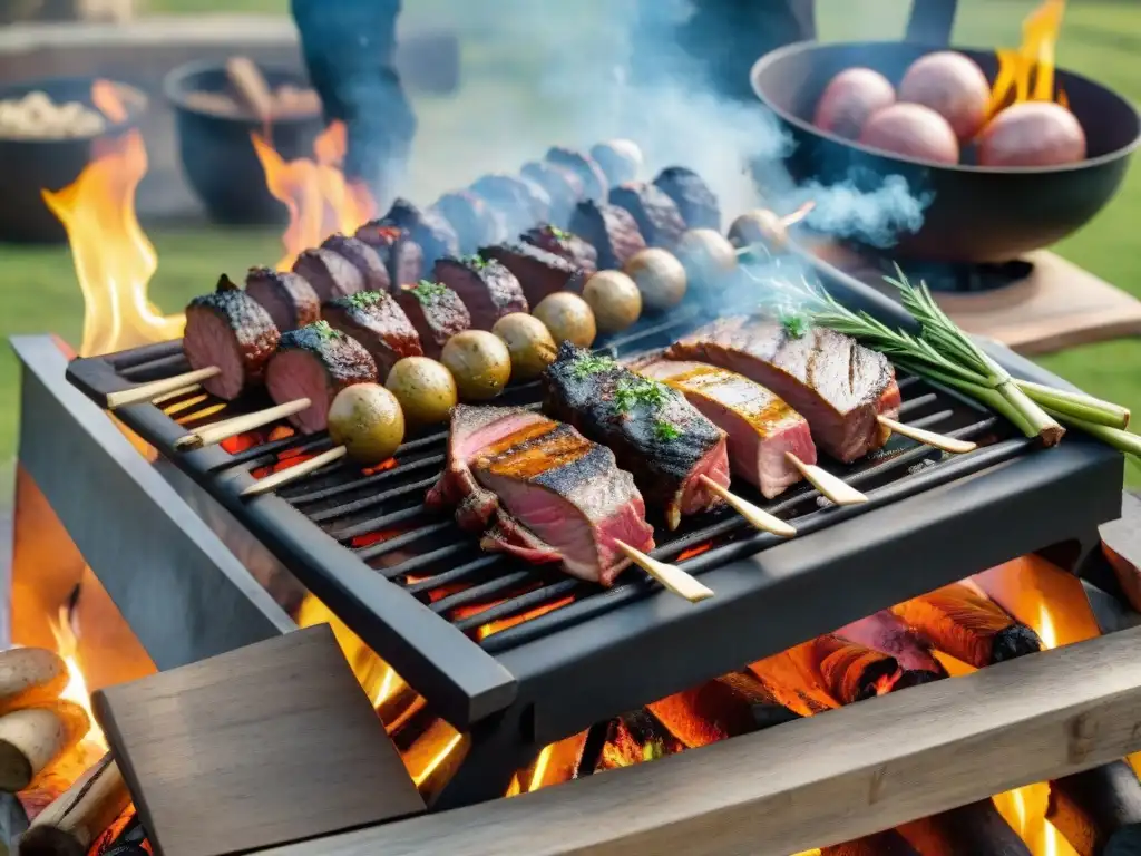 Escena campestre: asado uruguayo tradicional con vinos uruguayos maridaje asado