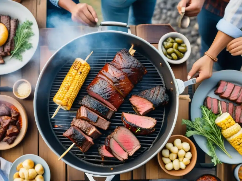 Escena detallada de un asado uruguayo tradicional