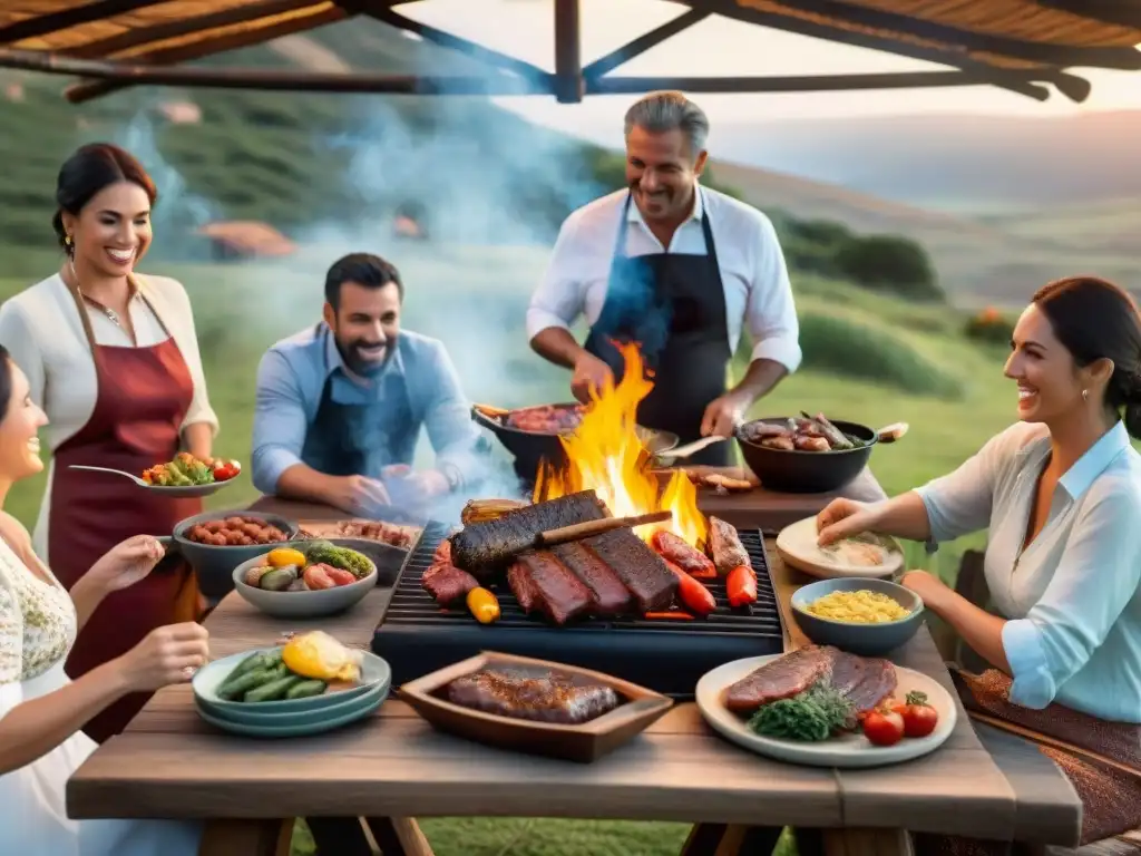 Una escena emotiva de un tradicional asado uruguayo en el campo