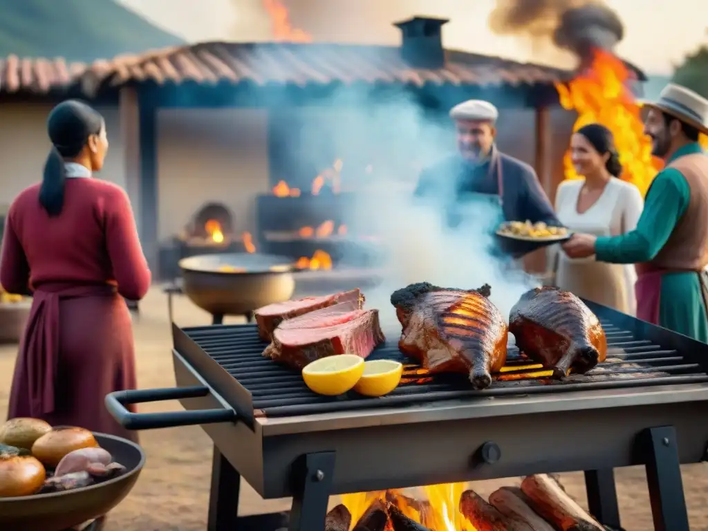 Una escena familiar uruguaya con un ritual de asado en el campo