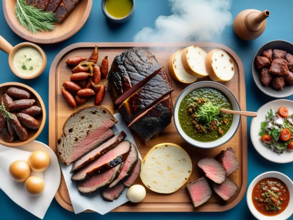 Una escena impresionante del tradicional asado uruguayo, resaltando la importancia del asado en la identidad nacional