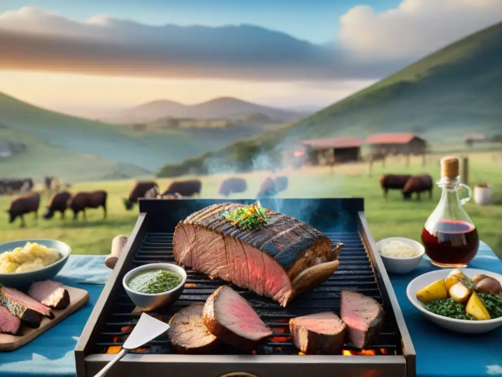 Una escena mágica de un asado uruguayo tradicional en el campo