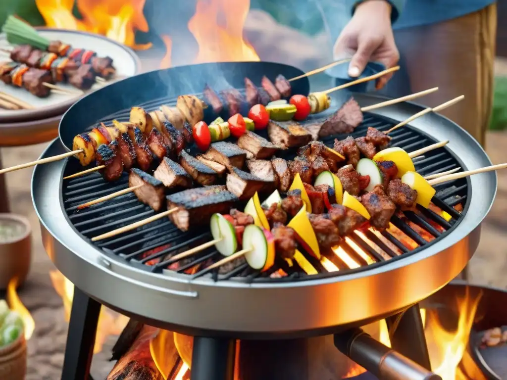 Escena multicultural de barbacoa con sabores del mundo en asado, una fusión global de delicias a la parrilla