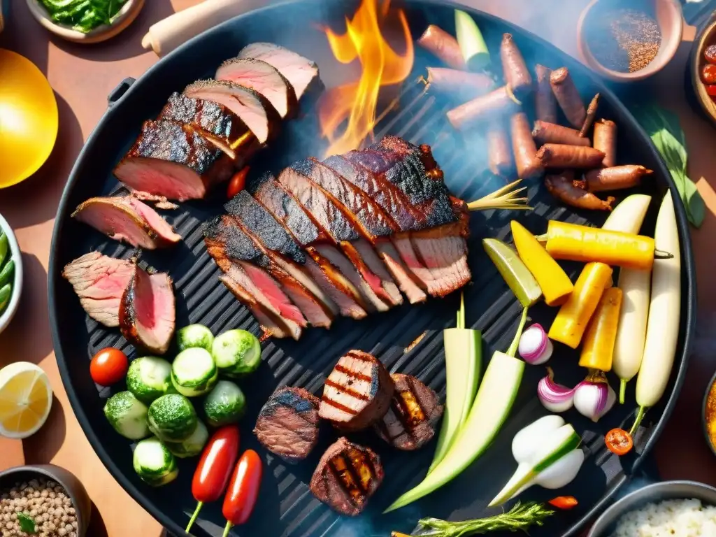 Escena tentadora de parrilla con carnes, verduras y especias para el Concurso de Fotografía de Asado