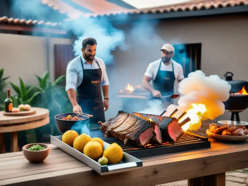 Una escena vibrante que refleja la transformación tecnológica en la cultura del asado uruguayo