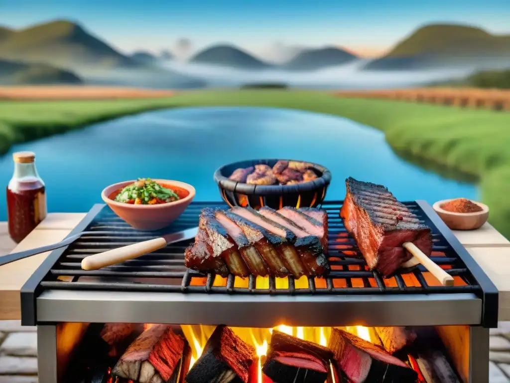 Disfruta de la esencia de un asado uruguayo con parrilla y carnes al fuego