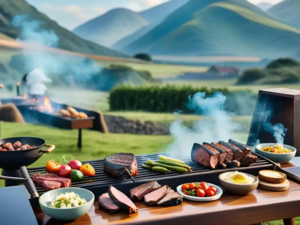 Un evento memorable con asado uruguayo en el campo bajo cielo azul