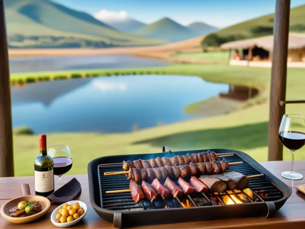 Guía exclusiva asado uruguayo estancias: Un asado tradicional en una estancia de lujo en Uruguay, con un gaucho experto y deliciosos platos uruguayos