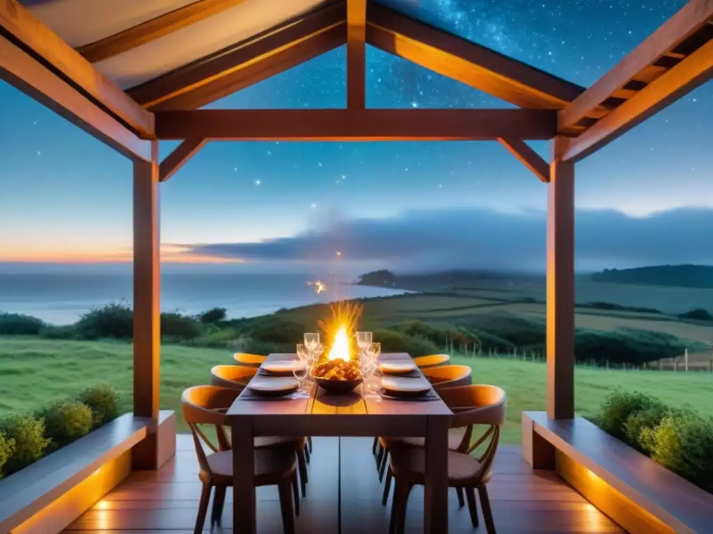 Un exclusivo escenario de comedor al aire libre en Uruguay, con asado uruguayo y ambiente estrellado