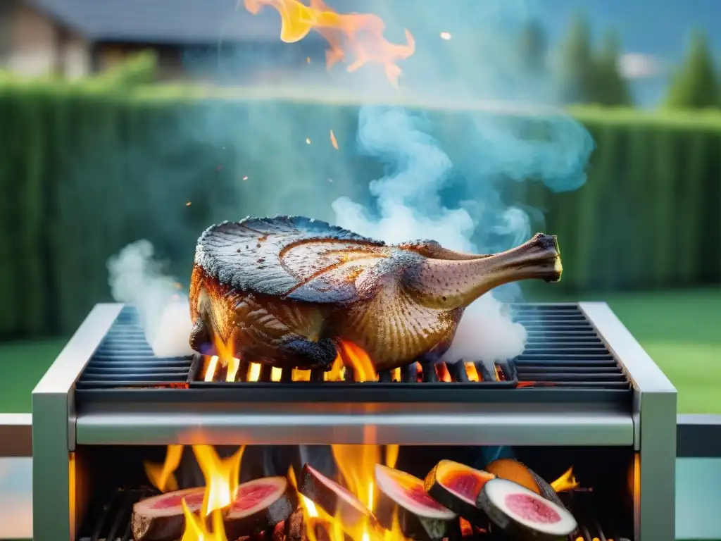 Experiencia culinaria de lujo: preparar carnes exóticas para asar en parrilla moderna al aire libre