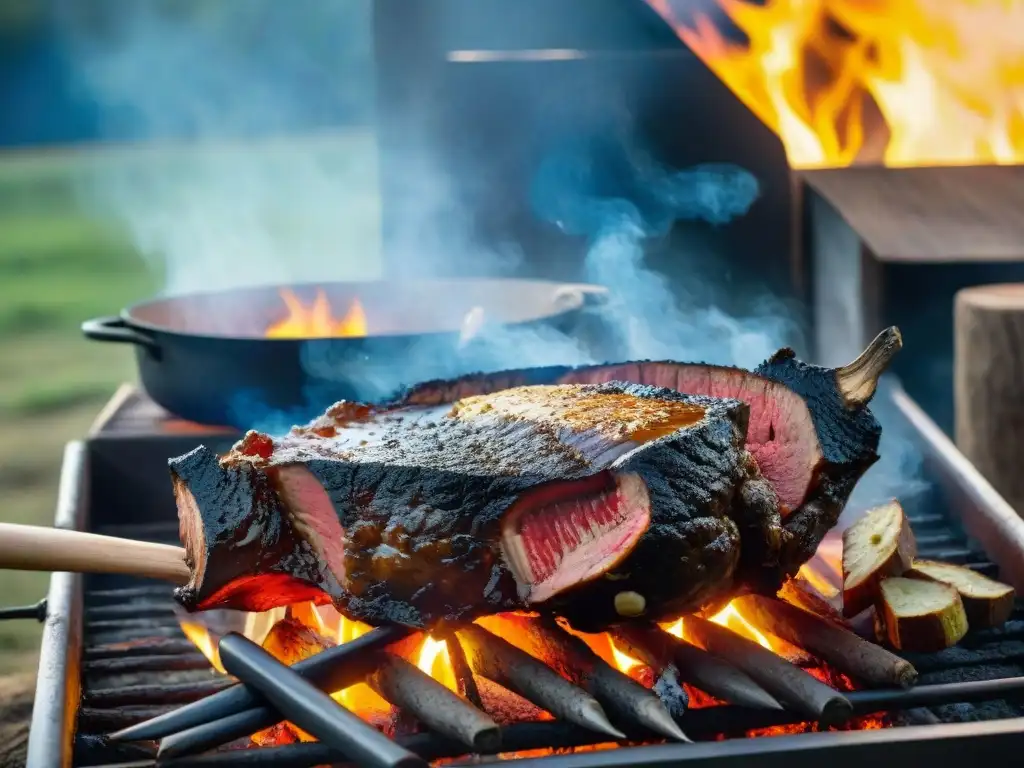 Una experiencia única: asado con cuero bajo el cielo azul, donde gauchos expertos cocinan carne sobre fuego