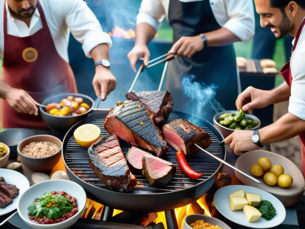 Experiencia única: Promoción cultura asado uruguayo extranjero en parrilla al aire libre con diversidad y alegría compartida