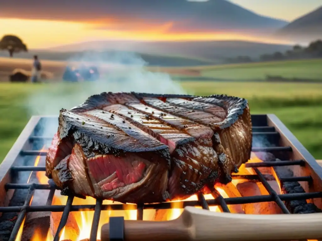 Experiencias de asado premium en estancias: un suculento corte de carne a la parrilla en una estancia uruguaya