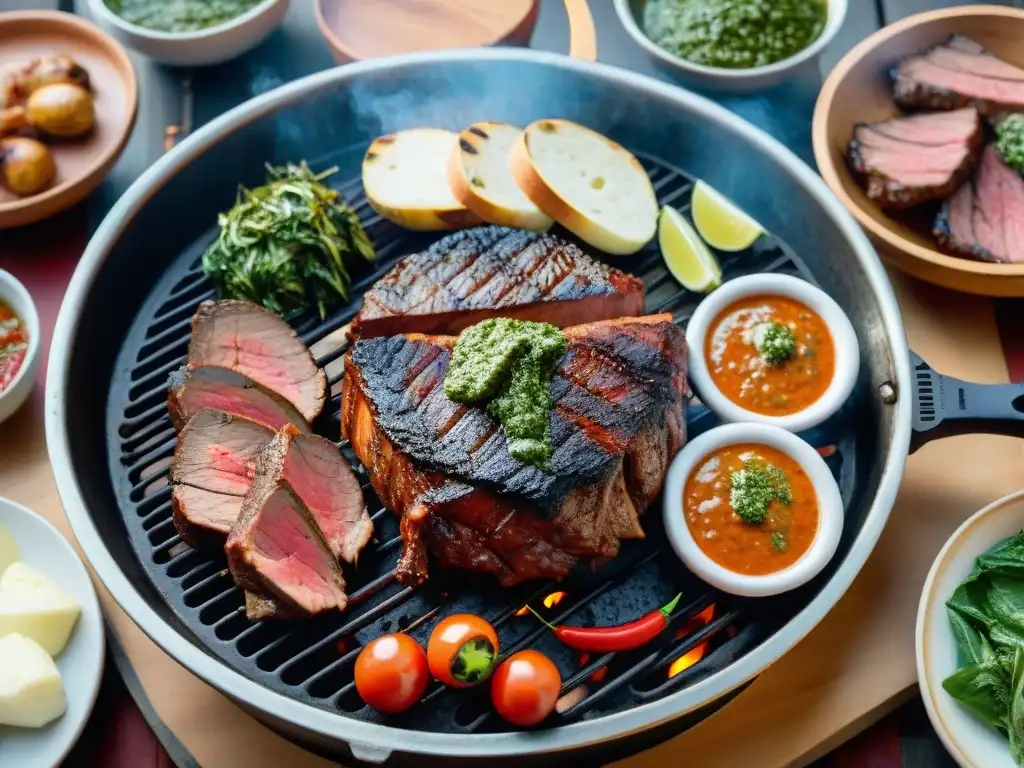 Experiencias únicas: asado uruguayo con variedad de carnes, chimichurri, ensaladas y pan rústico en parrilla al aire libre