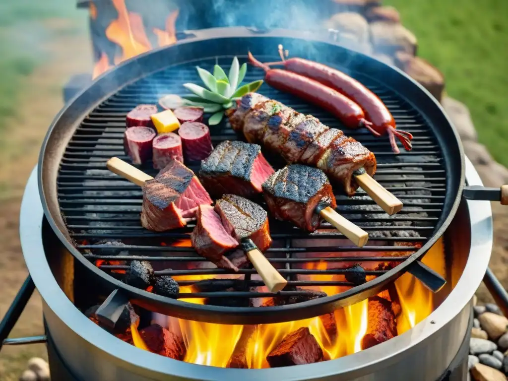 Experiencias únicas: asado uruguayo en la naturaleza, carnes jugosas a la parrilla bajo el cielo azul