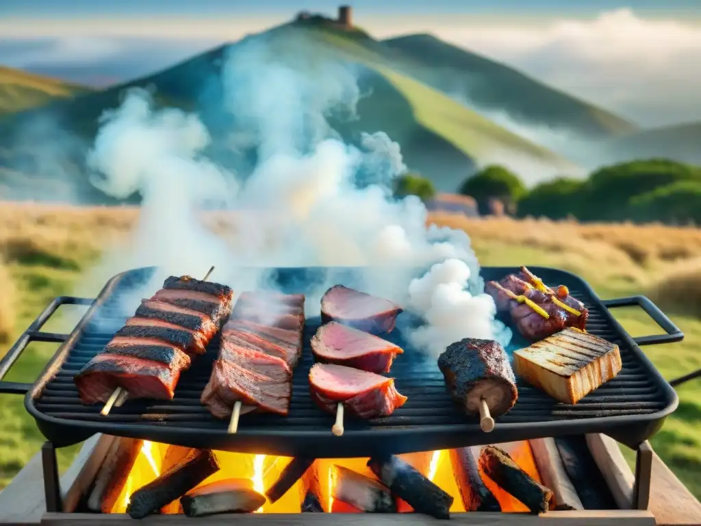 Experiencias únicas asado uruguayo: Delicioso asado al aire libre con amigos en paisaje campestre