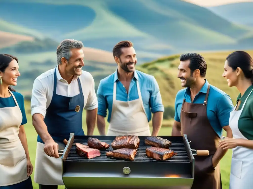 Expertos parrilleros uruguayos compartiendo secretos parrilleros para el mejor asado en el campo