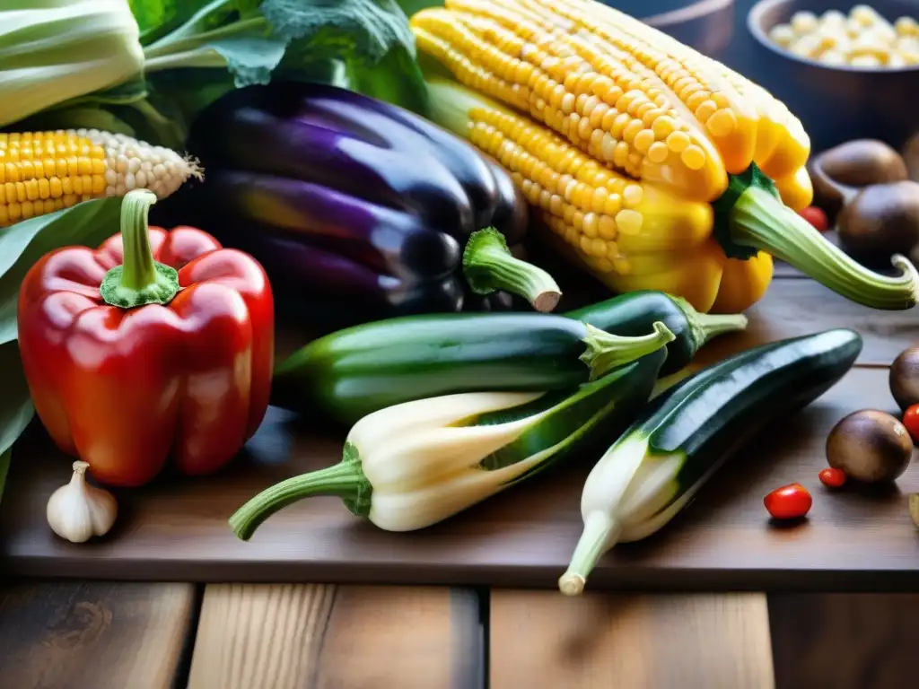 Una explosión de color con vegetales de estación para asado bajo el sol