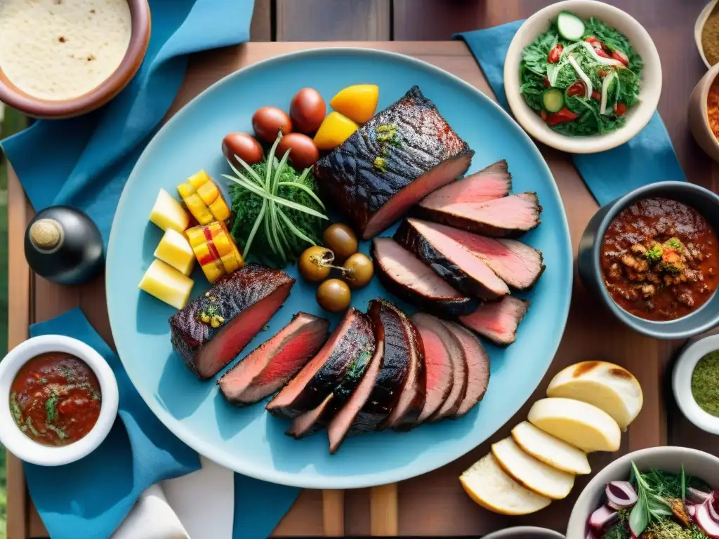 Una exquisita parrillada uruguaya con los mejores cortes de carne, chimichurri y mate en un entorno campestre