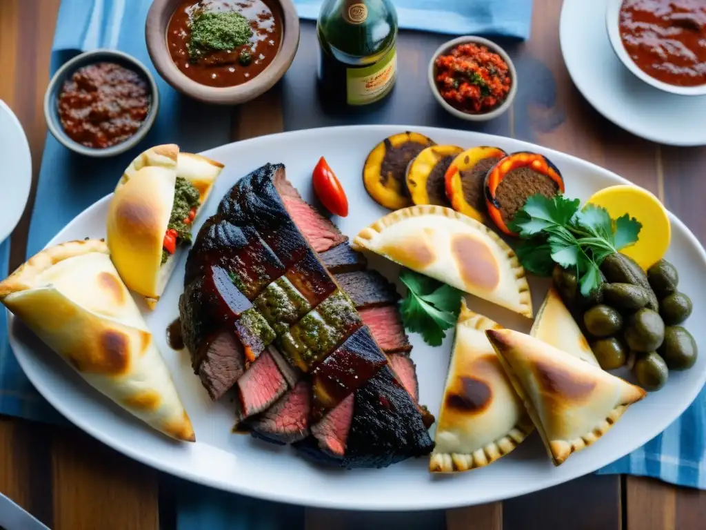 Exquisita presentación de un asado argentino tradicional, mejora el sabor con mitos de la cocina local