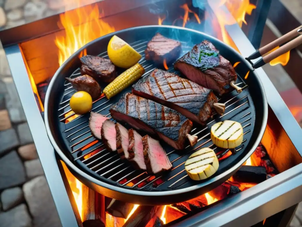 Exquisito asado uruguayo con los mejores cortes, cocinados a la perfección en parrilla tradicional