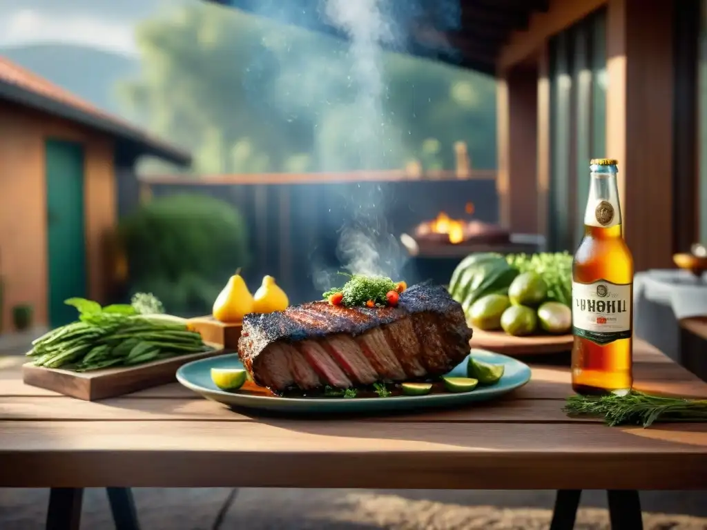 Exquisito maridaje de cerveza artesanal uruguaya en un asado al aire libre