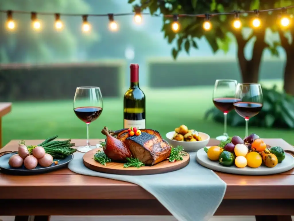 Exquisito maridaje vinos y asados experto en mesa elegante al aire libre