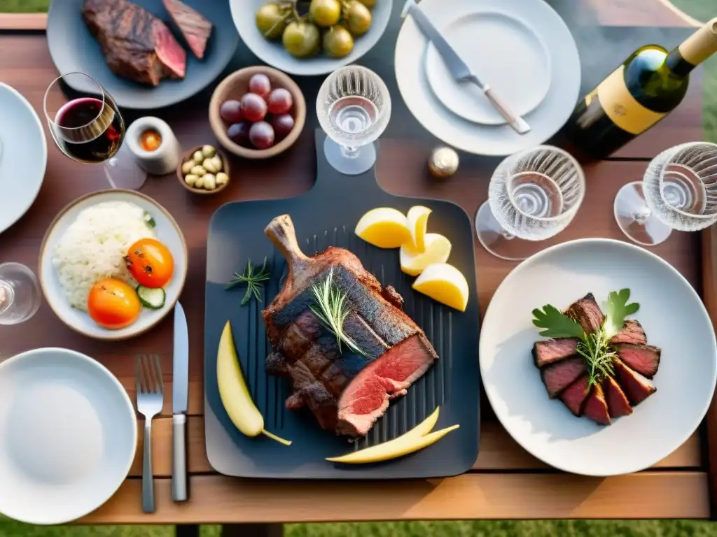 Exquisito maridaje de vinos uruguayos y asado, innovación culinaria en mesa elegante