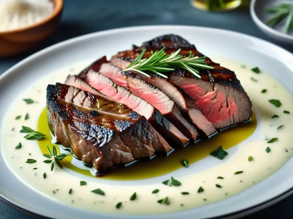 Un exquisito matambre tiernizado en leche con hierbas aromáticas flotando