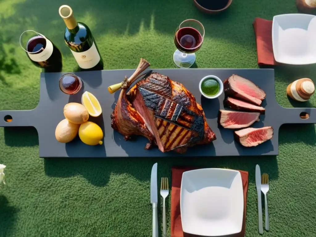 Un festín al aire libre con un asado uruguayo y vinos tintos