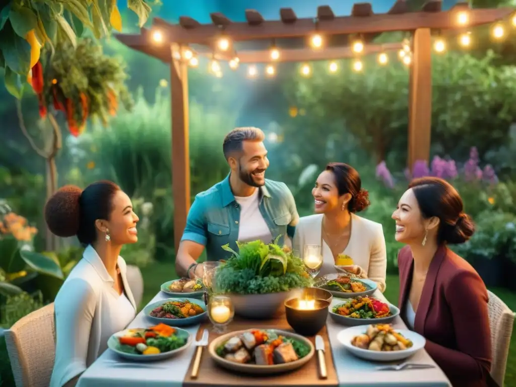 Un festín al aire libre: platos sin alérgenos, risas y buena compañía en un jardín encantado