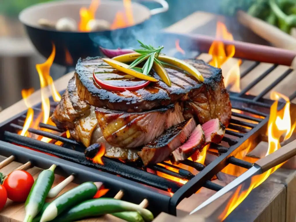 Festín de asado al aire libre con amigos y familia