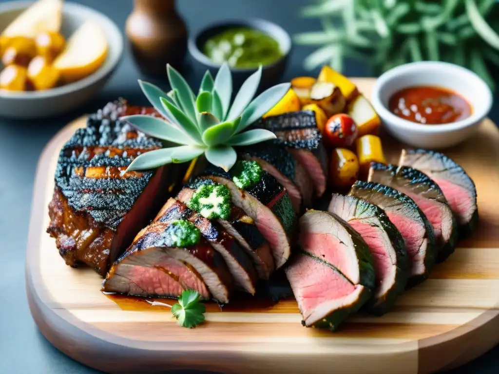 Un festín de asado uruguayo con churrasco, morcilla y chorizo, maridado con whisky