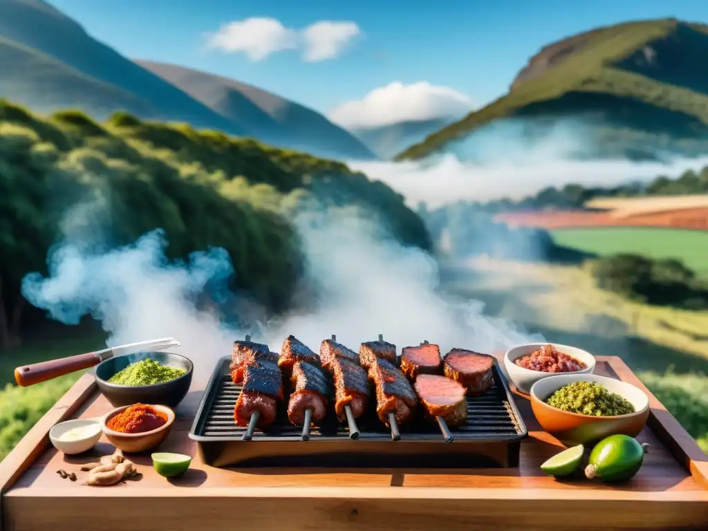 Un festín de asado uruguayo con influencias internacionales en la campiña