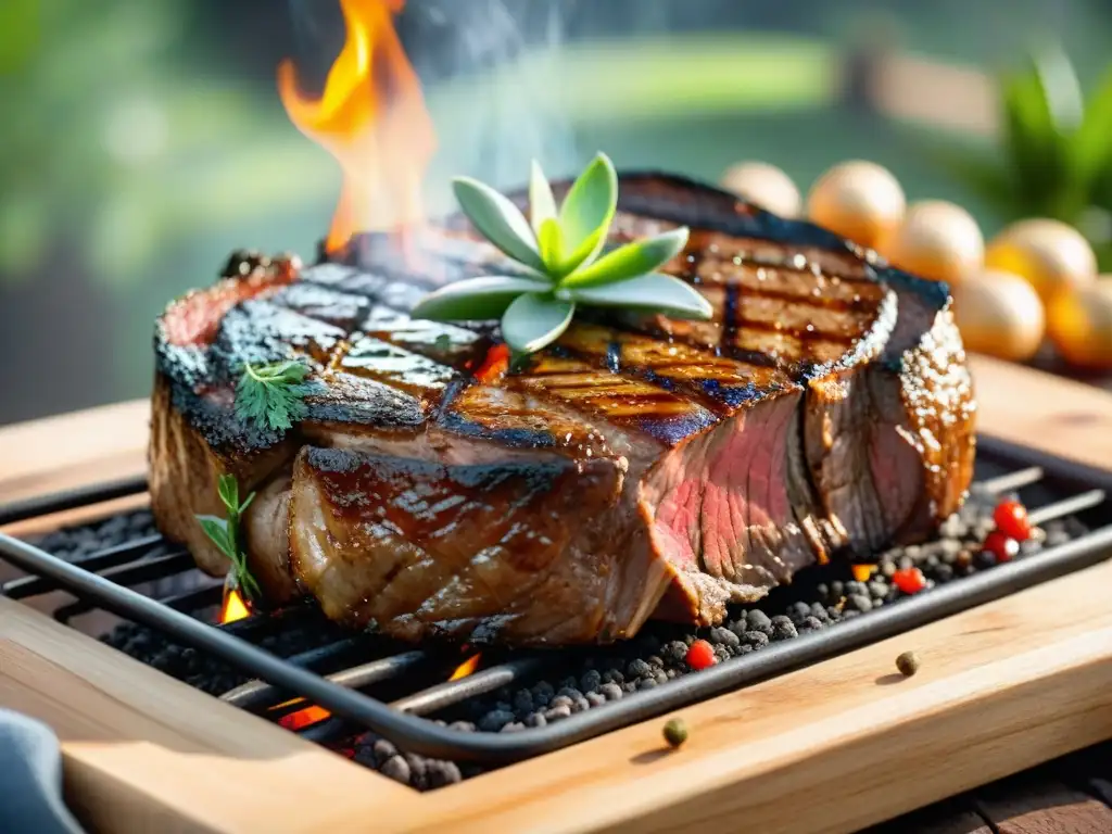 Un festín de Cortes de asado ricos hierro en una parrilla caliente, jugosos y aromáticos, listos para deleitar