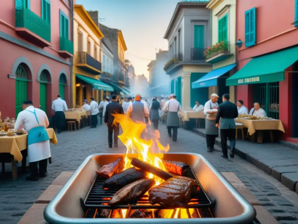 Un festín rústico en Montevideo histórico: parrilla, asado y chefs locales entre arquitectura colonial y calles empedradas