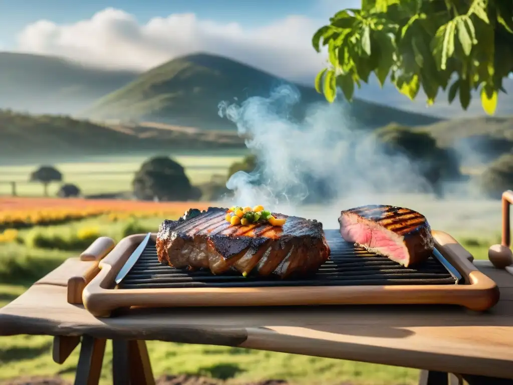 Un festín saludable de asado uruguayo en un entorno campestre