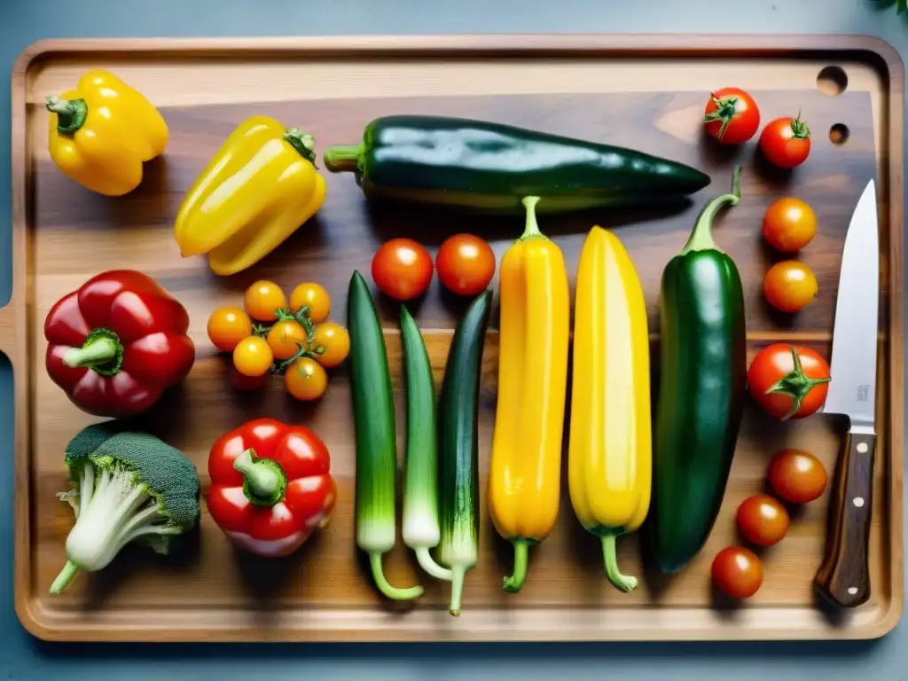 Un festín vegano de verduras frescas para asar en la parrilla, con colores vibrantes y texturas tentadoras bajo la luz del sol