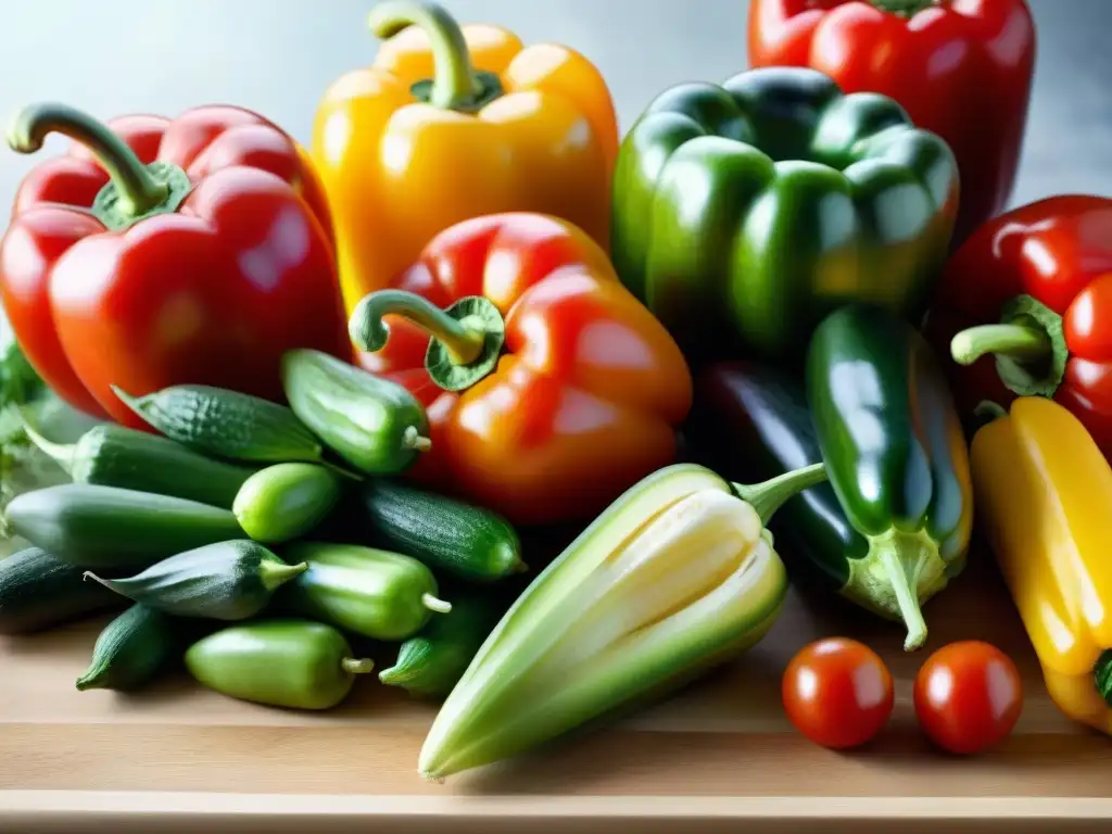 Un festín de vegetales y frutas frescas en una tabla de madera, listos para un asado vegetariano tradicional