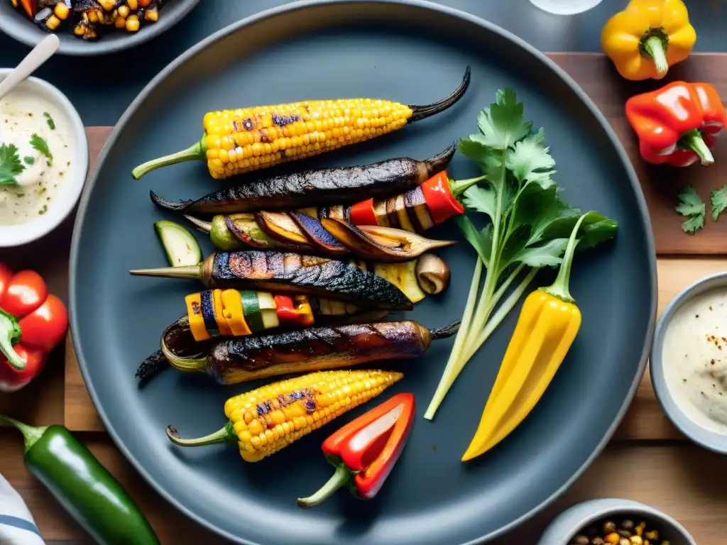 Un festín de vegetales a la parrilla en un asado vegetariano punto perfecto en Uruguay