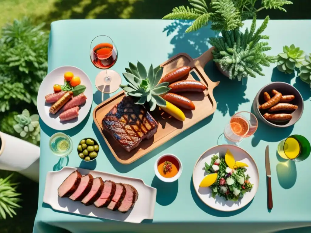 Un festín de verano con maridaje de vinos rosados, asado y sabores vibrantes en un jardín soleado