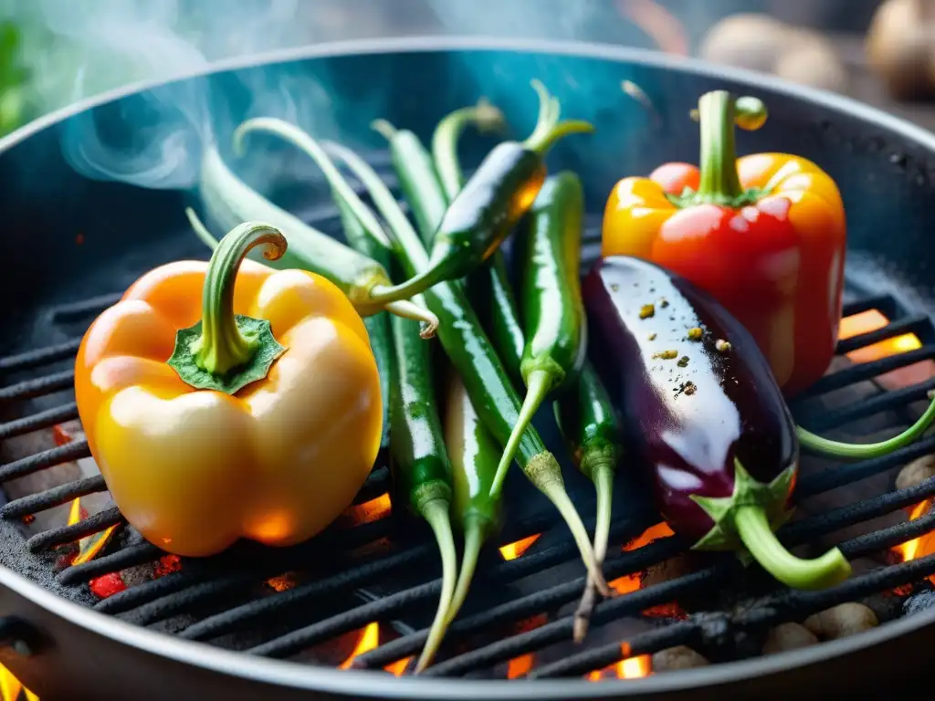 Un festín visual de vegetales grillados para limpieza, con colores vibrantes y aroma a parrilla