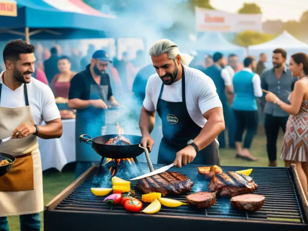 Un festival de asado en Uruguay, celebrando la diversidad y la comunidad con música y parrillas