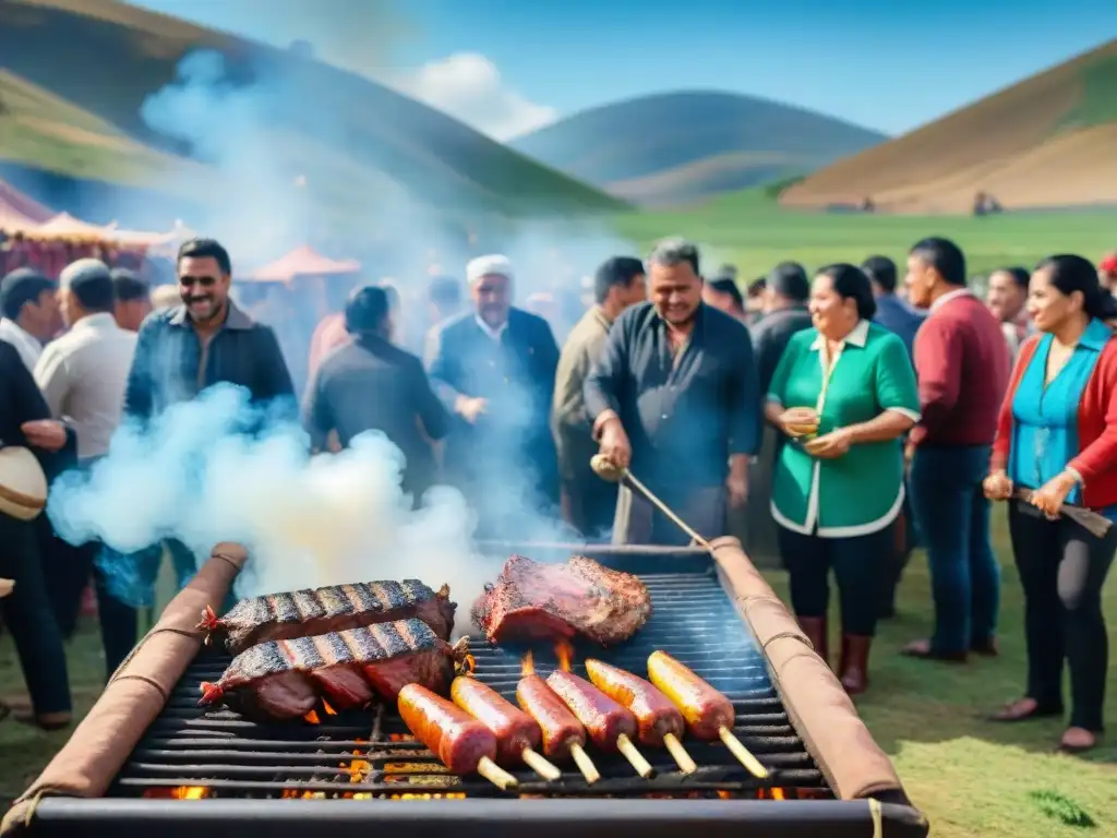 Festivo asado uruguayo en las colinas: tradición festivales asado Uruguay