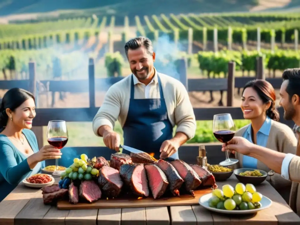 Una fusión perfecta: asado uruguayo y vino chileno en un viñedo escénico