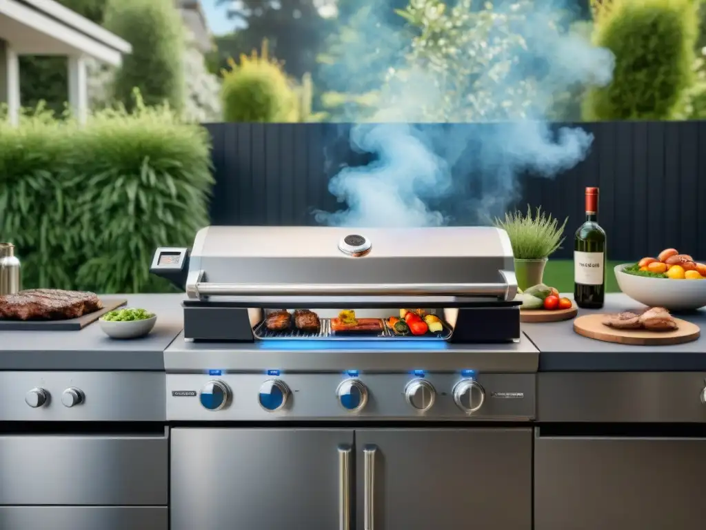 Gadgets innovadores para parrilladas en un entorno de alta tecnología y diseño moderno